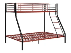 Vente-unique Kinderbed Stapelbed-Stapelbed Elevatio Iv - 90 En 140 X 190 Cm - Staal - Zwart En Rood + Matras