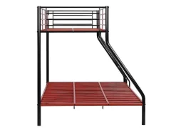 Vente-unique Kinderbed Stapelbed-Stapelbed Elevatio Iv - 90 En 140 X 190 Cm - Staal - Zwart En Rood + Matras