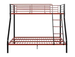 Vente-unique Kinderbed Stapelbed-Stapelbed Elevatio Iv - 90 En 140 X 190 Cm - Staal - Zwart En Rood + Matras