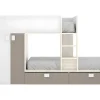 Vente-unique Kinderbed Stapelbed-Stapelbed Met Ingebouwde Kast En Opbergruimte 2X90X190Cm - Wit, Eiken En Taupe + Matras - Juanito