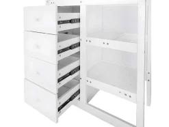 ModernLuxe Kinderbed Stapelbed-Stapelbed Met Onderschuifbed - Massief Grenenhout - 3X90X200 Cm - Opbergtrap Met 4 Lades - Veiligheidsbarrieres - Wit