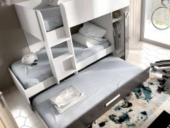 Vente-unique Kinderbed Stapelbed-Stapelbed Met Opbergruimtes 3 X 90 X 190 Cm - Antraciet En Wit - Met Matras - Anthony