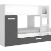 Vente-unique Kinderbed-Stapelbed Met Slaaplade En Opbergruimtes 3 X 90 X 190 Cm - Antraciet En Naturel - Anthony