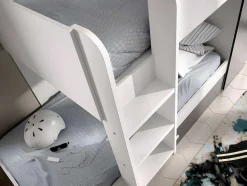 Vente-unique Kinderbed-Stapelbed Met Slaaplade En Opbergruimtes 3 X 90 X 190 Cm - Antraciet En Naturel - Anthony