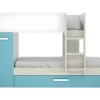 Vente-unique Aanbiedingen: Slaapkamer & Kantoor-Stapelbed Met Slaaplade En Opbergruimtes 3 X 90 X 190 Cm - Wit, Naturel En Blauw - Anthony
