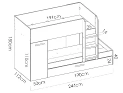Vente-unique Aanbiedingen: Slaapkamer & Kantoor-Stapelbed Met Slaaplade En Opbergruimtes 3 X 90 X 190 Cm - Wit, Naturel En Blauw - Anthony
