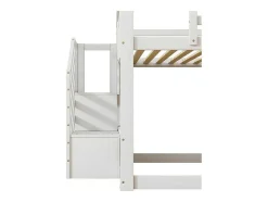 ModernLuxe Kinderbed Stapelbed-Stapelbed Voor Kinderen 140X200Cm - Met Opbergtrap En Glijbaan - Wit