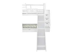 ModernLuxe Kinderbed Stapelbed-Stapelbed 90X200Cm - Grenenhout En Mdf Structuur - Met Glijbaan En Opbergtrap - Een Grote Lade Onder Het Bed - Wit