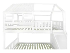 ModernLuxe Kinderbed Stapelbed-Stapelbed 90X200Cm - Grenenhout En Mdf Structuur - Met Glijbaan En Opbergtrap - Een Grote Lade Onder Het Bed - Wit