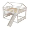 Vente-unique Kinderbed Stapelbed-Stapelbedden 140 X 200 Cm - Mdf Hout - Opbergtrap En Glijbaan - Wit
