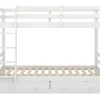 Vente-unique Kinderbed Stapelbed-Stapelbedden 140 X 200 Cm Met 2 Grote Lades - Leuning En Trap - Mdf Hout - Grijs