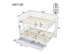 Vente-unique Kinderbed Stapelbed-Stapelbedden 140 X 200 Cm Met 2 Grote Lades - Leuning En Trap - Mdf Hout - Grijs