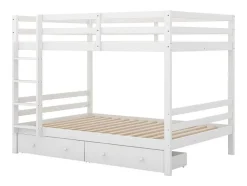 Vente-unique Kinderbed Stapelbed-Stapelbedden 140 X 200 Cm Met 2 Grote Lades - Leuning En Trap - Mdf Hout - Grijs