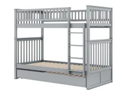 Vente-unique Kinderbed-Stapelbedden 2 X 90 X 200 Cm + Onderschuifbed 90 X 190 Cm - Mdf Hout - Grijs - Anthony