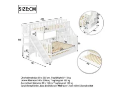 Vente-unique Kinderbed Stapelbed-Stapelbedden Met Glijbaan En Planken, Onderschuifbed - 2 X 90 X 200 Cm + 140 X 200 Cm - Wit - Anthony