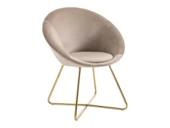 Vente-unique Stoel-Stoel Van Bouclestof En Goudkleurig Metaal - Beige - Burban