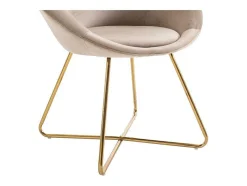 Vente-unique Stoel-Stoel Van Bouclestof En Goudkleurig Metaal - Beige - Burban