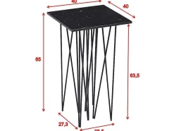 Furniture Fashion Bijzettafel-Stone Bijzettafel 40X40 Cm Glas Zwart Marmor Decor.