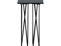 Furniture Fashion Bijzettafel-Stone Bijzettafel 40X40 Cm Glas Zwart Marmor Decor.