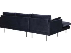 Vente-unique Modulair-Sunny Bank 2 Personen Met Chaise Longue, Naar Links Gericht Donkerblauw.