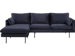 Vente-unique Modulair-Sunny Bank 2 Personen Met Chaise Longue, Naar Links Gericht Donkerblauw.