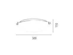 EPIKASA Plafondlamp-Sydney Plafondlamp, Chroom, Wit, 50X50X11 Cm,
