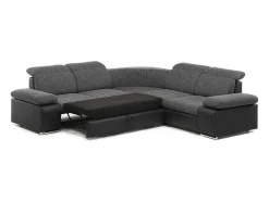 Vente-unique Kunstleren Zitbank-Symmetrische Hoekbank Van Kunstleer En Stof Rabelais - Tweekleurig Antraciet En Zwart