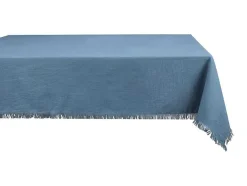 OZAIA Textiel Voor Eettafel-Tafellaken Met Franje Van Katoen - 140 X 240 Cm - Marineblauw - Pola