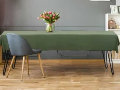 OZAIA Textiel Voor Eettafel-Tafellaken Van Katoen En Linnen Met Zwarte Rand - 170 X 250 Cm - Kaki - Borina