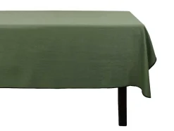OZAIA Textiel Voor Eettafel-Tafellaken Van Katoen En Linnen Met Zwarte Rand - 170 X 300 Cm - Kaki - Borina
