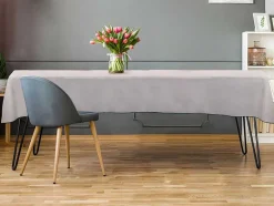 OZAIA Textiel Voor Eettafel-Tafellaken Van Katoen En Linnen Met Zwarte Rand - 170 X 300 Cm - Taupegrijs - Borina