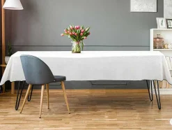OZAIA Textiel Voor Eettafel-Tafellaken Van Katoen En Linnen Met Zwarte Rand - 170 X 250 Cm - Gebroken Wit - Borina