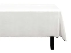 OZAIA Textiel Voor Eettafel-Tafellaken Van Katoen En Linnen Met Zwarte Rand - 170 X 250 Cm - Gebroken Wit - Borina