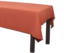 OZAIA Textiel Voor Eettafel-Tafellaken Van Katoen En Linnen Met Zwarte Rand - 170 X 300 Cm - Terracotta - Borina