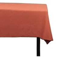 OZAIA Textiel Voor Eettafel-Tafellaken Van Katoen En Linnen Met Zwarte Rand - 170 X 300 Cm - Terracotta - Borina