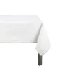 OZAIA Textiel Voor Eettafel-Tafellaken Van Katoen Met Beige Rand - 140 X 240 Cm - Wit - Loania