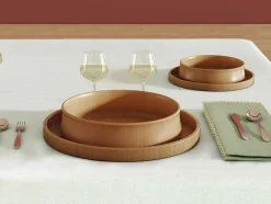 OZAIA Textiel Voor Eettafel-Tafellaken Van Katoen Met Beige Rand - 140 X 240 Cm - Wit - Loania