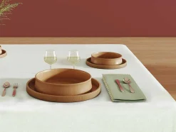 OZAIA Textiel Voor Eettafel-Tafellaken Van Katoen Met Beige Rand - 140 X 240 Cm - Wit - Loania