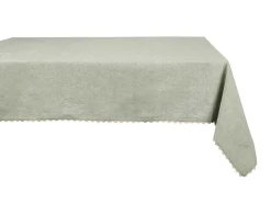 OZAIA Textiel Voor Eettafel-Tafellaken Van Katoen Met Beige Rand - 140 X 240 Cm - Groen - Loania