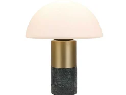 OZAIA Lamp-Tafellamp Champignon Van Marmer, Metaal En Glas - D30 X H35 Cm - Wit En Goudkleurig - Langford