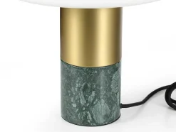 OZAIA Lamp-Tafellamp Champignon Van Marmer, Metaal En Glas - D30 X H35 Cm - Wit En Goudkleurig - Langford