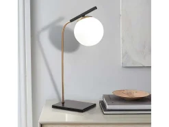 OZAIA Lamp-Tafellamp In Art-Decostijl Van Metaal Met Glazen Bol Yildiz - L25 X H55 Cm - Zwart