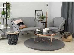 RugsX Tapijt Rond-Tapijt Bunny Rond Anthracytkleuring Imitatie Konijnenvacht Cercle 140 Cm