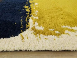 OZAIA Klein Tapijt-Tapijt Camden - Polyester - 120 X 170 Cm - Mosterdkleur, Marineblauw, Grijs