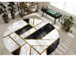 RugsX Tapijt Rond-Tapijt Emerald Exclusief 1015 Cirkel - Glamour, Stijlvol Marmer, Geome Cercle 200 Cm