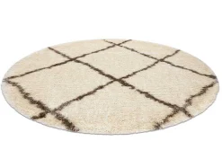 RugsX Tapijt Rond-Tapijt Fluffy 2373 Cirkel Shaggy Latwerk Room / Beige Cercle 160 Cm