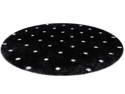 RugsX Tapijt Rond-Tapijt Fluffy 2370 Cirkel, Shaggy Stippen Antraciet / Wit Cercle 160 Cm