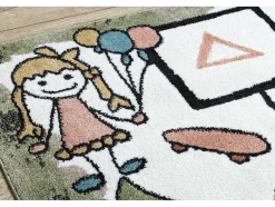 RugsX Kindervloerkleed-Tapijt Fun Hop Voor Kinderen, Klassikaal Spel, Dieren Groen 180X270 Cm
