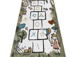 RugsX Kindervloerkleed-Tapijt Fun Hop Voor Kinderen, Klassikaal Spel, Dieren Groen 180X270 Cm