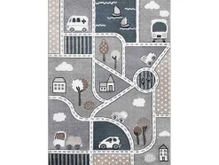 RugsX Kindervloerkleed-Tapijt Fun Strade Voor Kinderen, Straat, Stad Van Grijs 200X290 Cm
